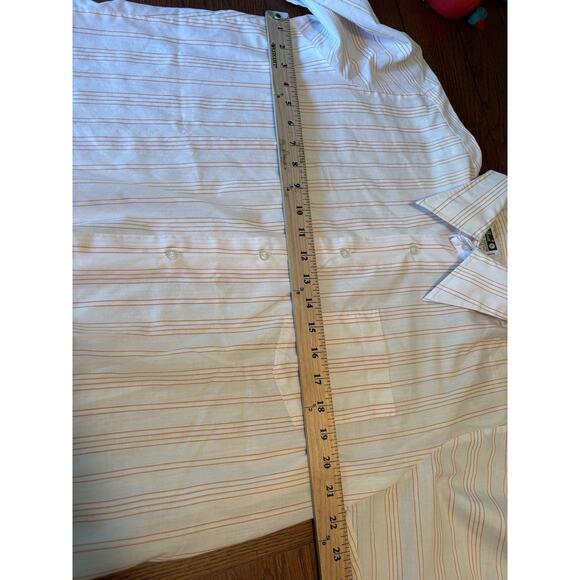 Vintage Men’s Shirt Big Collar Sheer Orange Striped Pelham Sz 16 33 GC Murphy - Picture 5 of 6